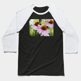 Echinacea Purpurea with Bees Baseball T-Shirt